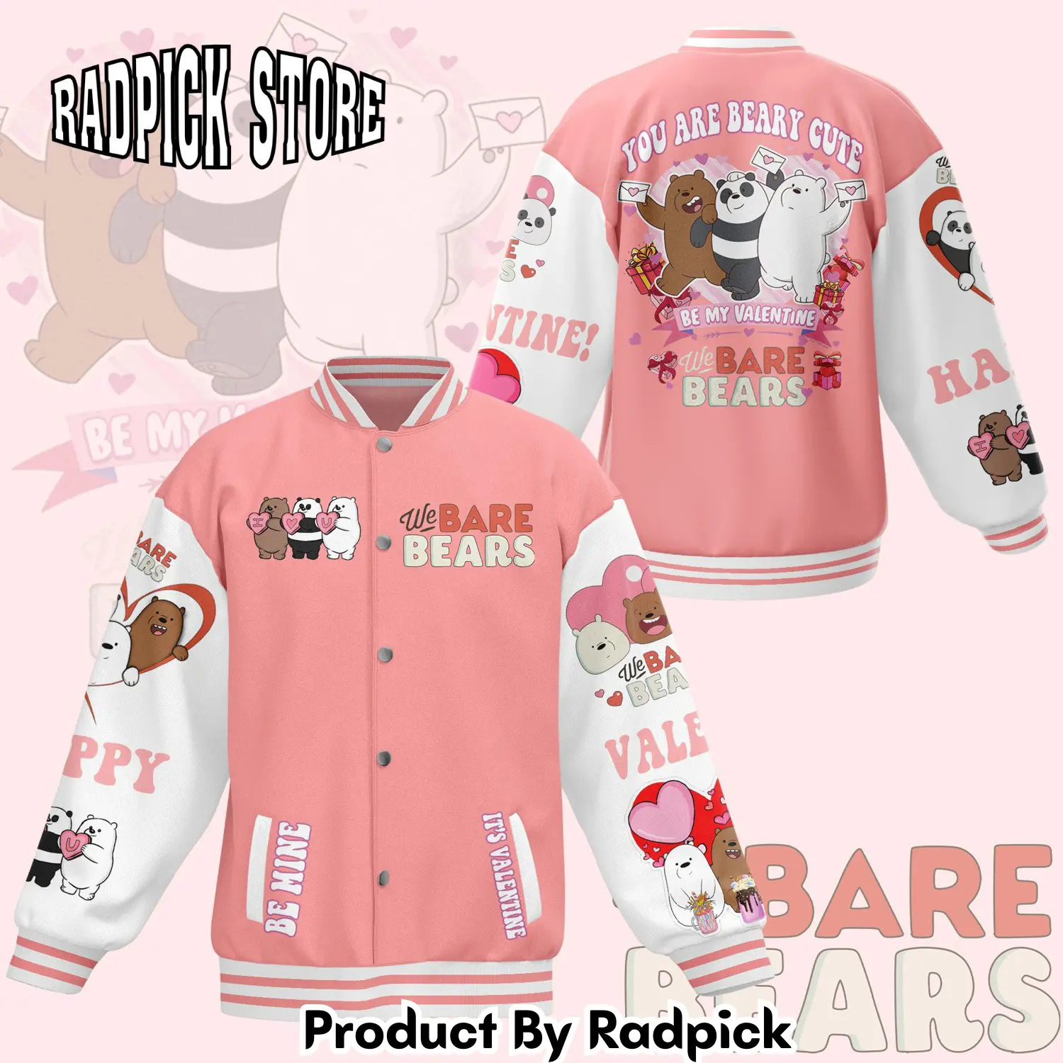 Radpick we bare bears new bomber baseball jacket for fan rp00116
